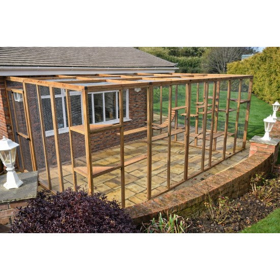 The Whisker Lodge - Lean-To Catio with Shelves and Roof Options