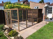 Enclosed Wooden Waterproof Dog Shelter With outside Exercise Run