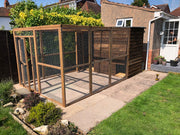 Enclosed Wooden Waterproof Dog Shelter With outside Exercise Run