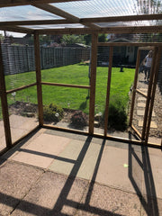 Enclosed Wooden Waterproof Dog Shelter With outside Exercise Run