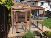 Enclosed Wooden Waterproof Dog Shelter With outside Exercise Run