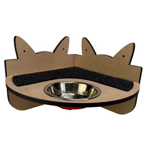 Indoor Cat Corner Shelf with feeding bowl