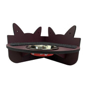 Hand and Natural Indoor Cat Corner Shelf with feeding bowl