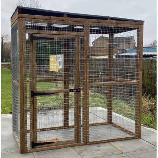 6ft x 3ft Small Animal Run 16G Cats Dog Chickens Rabbits with optional shelves and roof 