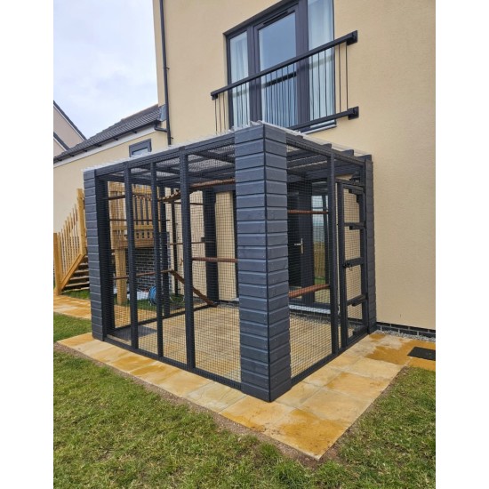 Midnight Meow Mansion – 6ft x 9ft x 7.5ft Painted Black Edition