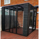 Designer 3 Sided Catio - 6ft x 9ft x 6ft Tall with Tongue & Groove Boarded corners painted BLACK Designer 3 Sided Catio - 6ft x 9ft x 6ft Tall with Tongue & Groove Boarded corners painted BLACK
