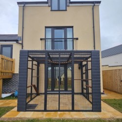 Midnight Meow Mansion – 6ft x 9ft x 7.5ft Painted Black Edition