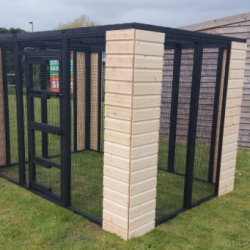 Freestanding Catio enclosure 6ft x 9ft x 6ft tall With Black 16g wire mesh & Tongue and groove boarded corners  Freestanding Catio enclosure 6ft x 9ft x 6ft tall With Black 16g wire mesh & Tongue and groove boarded corners