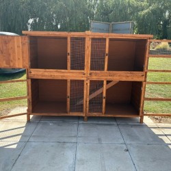 6ft x 9ft Bunnio with 2 Tier 6ft Rabbit Hutch Included 16G 1/2" x 1/2" wire mesh 6ft x 9ft Bunnio with 2 Tier 6ft Rabbit Hutch Included 16G 1/2" x 1/2" wire mesh