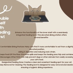 Wall Mounted Double Shelf With Feeding Bowl for cats