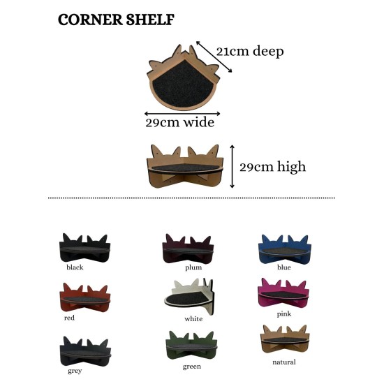 Hand Painted and Natural Indoor Cat Corner Shelf Hand Painted and Natural Indoor Cat Corner Shelf