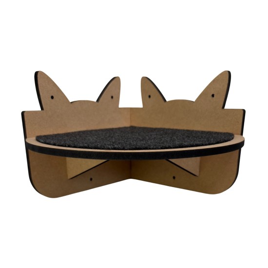 Hand Painted and Natural Indoor Cat Corner Shelf Hand Painted and Natural Indoor Cat Corner Shelf