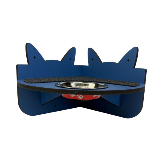 Hand Painted and Natural Indoor Cat Corner Shelf with feeding bowl Hand Painted and Natural Indoor Cat Corner Shelf with feeding bowl