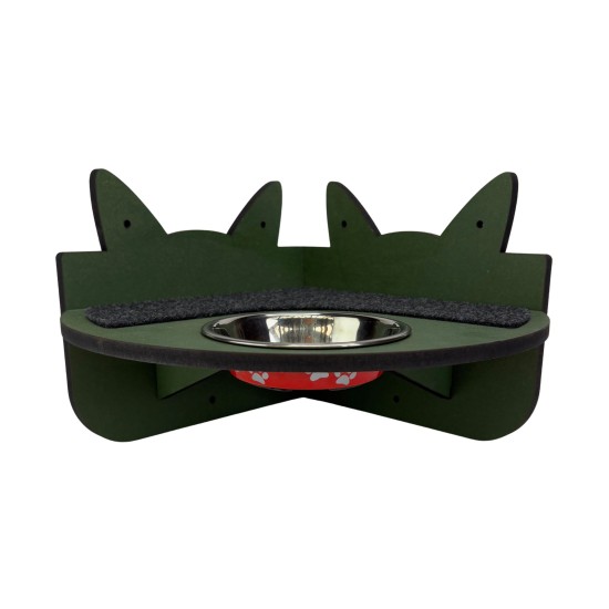 Hand Painted and Natural Indoor Cat Corner Shelf with feeding bowl Hand Painted and Natural Indoor Cat Corner Shelf with feeding bowl