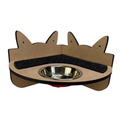 Hand Painted and Natural Indoor Cat Corner Shelf with feeding bowl Hand Painted and Natural Indoor Cat Corner Shelf with feeding bowl