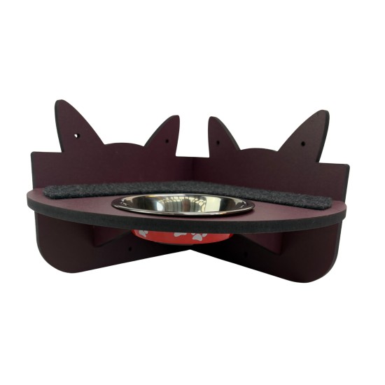 Hand Painted and Natural Indoor Cat Corner Shelf with feeding bowl Hand Painted and Natural Indoor Cat Corner Shelf with feeding bowl