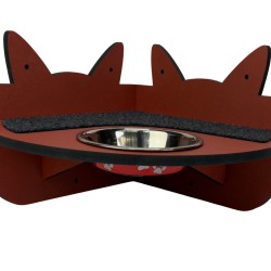 Hand Painted and Natural Indoor Cat Corner Shelf with feeding bowl Hand Painted and Natural Indoor Cat Corner Shelf with feeding bowl