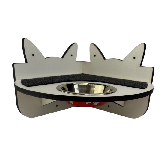 Hand Painted and Natural Indoor Cat Corner Shelf with feeding bowl Hand Painted and Natural Indoor Cat Corner Shelf with feeding bowl