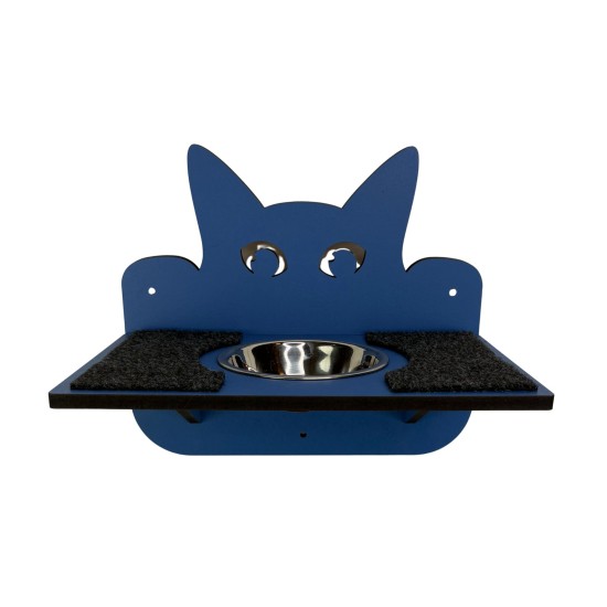 Hand Painted and Natural Indoor Cat Double Shelf with feeding bowl Hand Painted and Natural Indoor Cat Double Shelf with feeding bowl