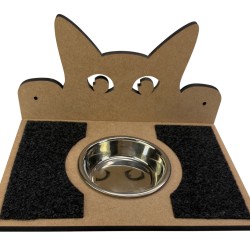 Hand Painted and Natural Indoor Cat Double Shelf with feeding bowl Hand Painted and Natural Indoor Cat Double Shelf with feeding bowl