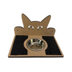 Hand Painted and Natural Indoor Cat Double Shelf with feeding bowl Hand Painted and Natural Indoor Cat Double Shelf with feeding bowl