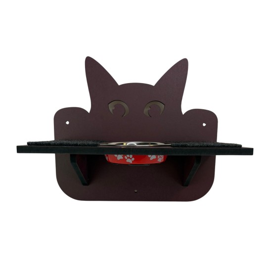 Hand Painted and Natural Indoor Cat Double Shelf with feeding bowl Hand Painted and Natural Indoor Cat Double Shelf with feeding bowl