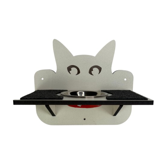 Hand Painted and Natural Indoor Cat Double Shelf with feeding bowl Hand Painted and Natural Indoor Cat Double Shelf with feeding bowl