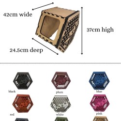 Hand Painted and Natural Indoor Cat Hex Box With Open Front Hand Painted and Natural Indoor Cat Hex Box With Open Front