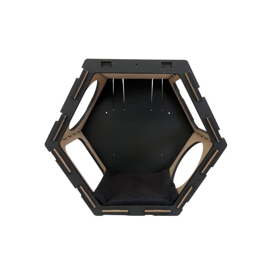 Hand Painted and Natural Indoor Cat Hex Box With Open Front Hand Painted and Natural Indoor Cat Hex Box With Open Front