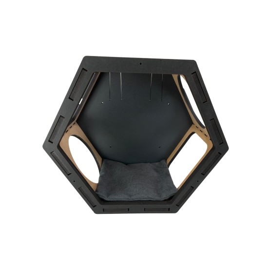 Hand Painted and Natural Indoor Cat Hex Box With Open Front Hand Painted and Natural Indoor Cat Hex Box With Open Front