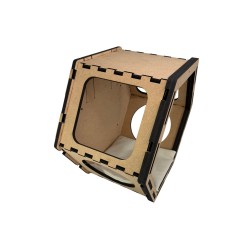 Hand Painted and Natural Indoor Cat Hex Box With Open Front Hand Painted and Natural Indoor Cat Hex Box With Open Front