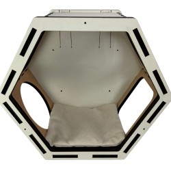 Hand Painted and Natural Indoor Cat Hex Box With Open Front