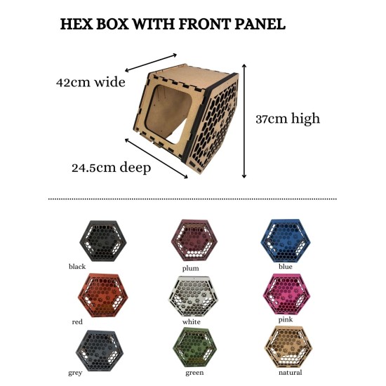 Hand Painted and Natural Indoor Cat Hex Box With Front Panel Hand Painted and Natural Indoor Cat Hex Box With Front Panel