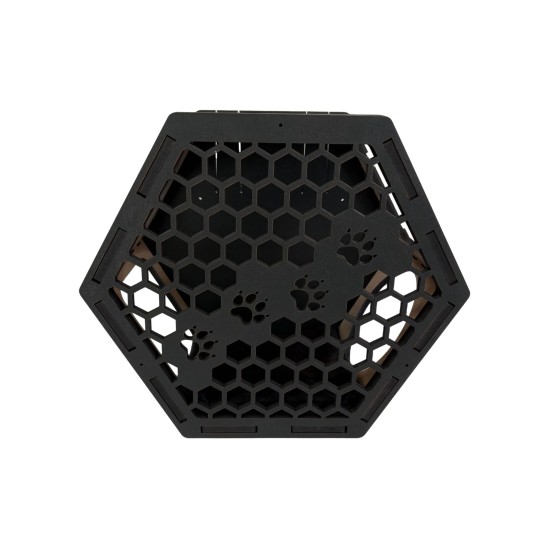 Hand Painted and Natural Indoor Cat Hex Box With Front Panel Hand Painted and Natural Indoor Cat Hex Box With Front Panel