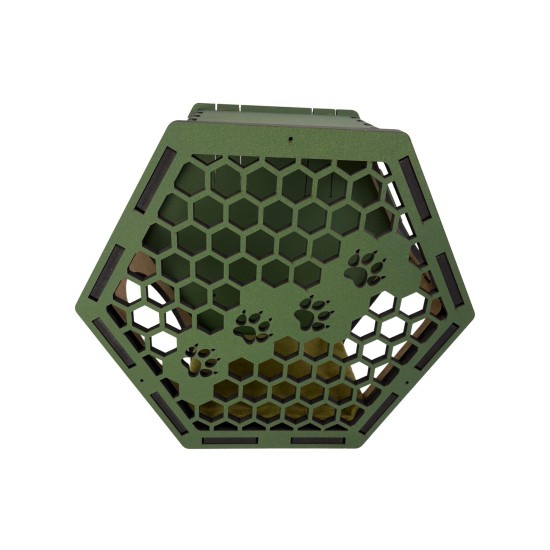 Hand Painted and Natural Indoor Cat Hex Box With Front Panel Hand Painted and Natural Indoor Cat Hex Box With Front Panel