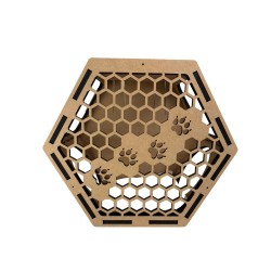 Hand Painted and Natural Indoor Cat Hex Box With Front Panel Hand Painted and Natural Indoor Cat Hex Box With Front Panel