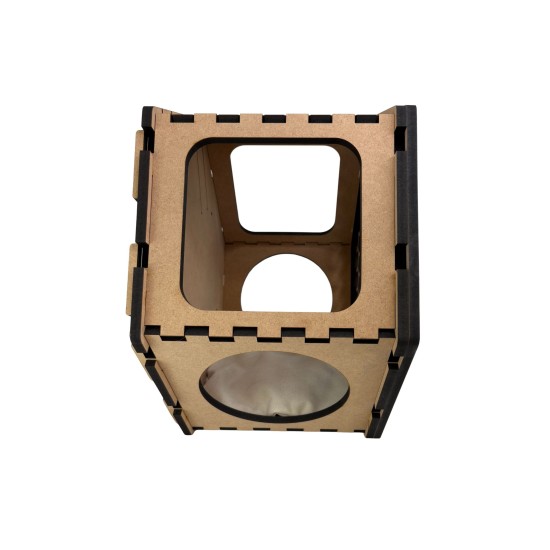 Hand Painted and Natural Indoor Cat Hex Box With Front Panel Hand Painted and Natural Indoor Cat Hex Box With Front Panel