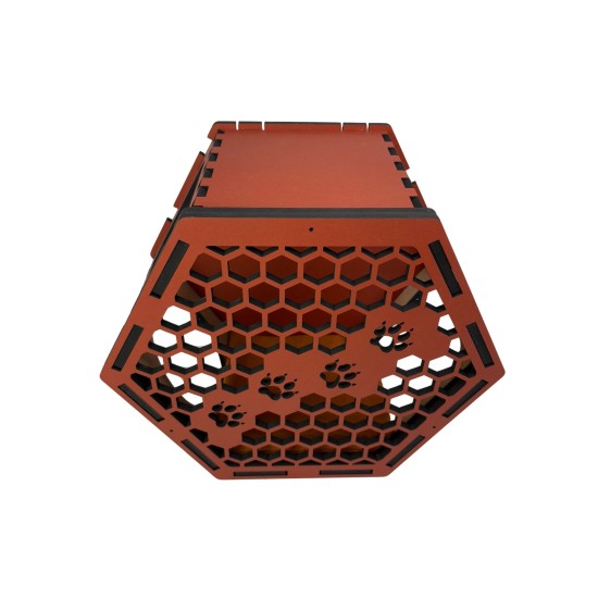 Hand Painted and Natural Indoor Cat Hex Box With Front Panel Hand Painted and Natural Indoor Cat Hex Box With Front Panel