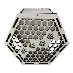 Hand Painted and Natural Indoor Cat Hex Box With Front Panel