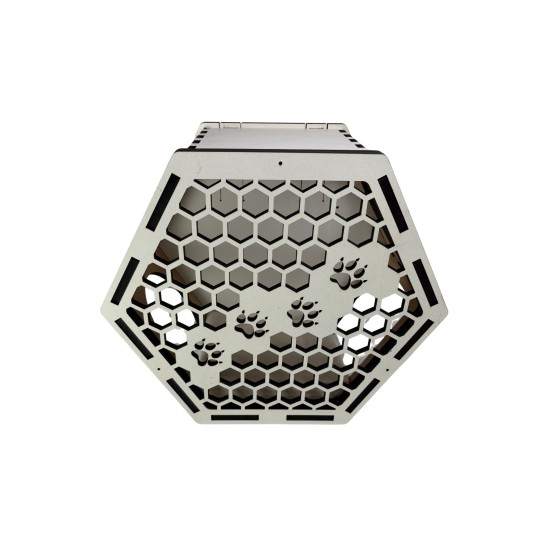 Hand Painted and Natural Indoor Cat Hex Box With Front Panel Hand Painted and Natural Indoor Cat Hex Box With Front Panel