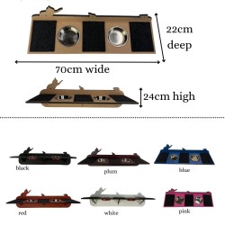 Hand Painted and Natural Indoor Cat Large Shelf with 2 feeding bowls