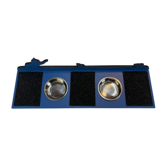 Hand Painted and Natural Indoor Cat Large Shelf with 2 feeding bowls Hand Painted and Natural Indoor Cat Large Shelf with 2 feeding bowls