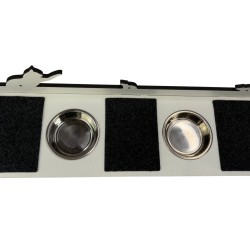 Hand Painted and Natural Indoor Cat Large Shelf with 2 feeding bowls