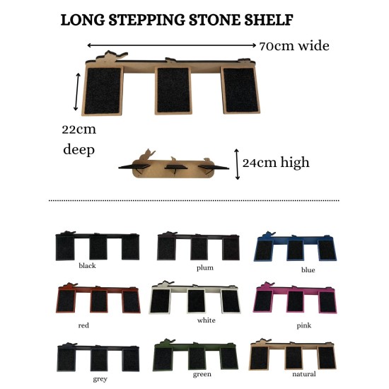Hand Painted and Natural Indoor Cat Long Stepping Stone Shelf
