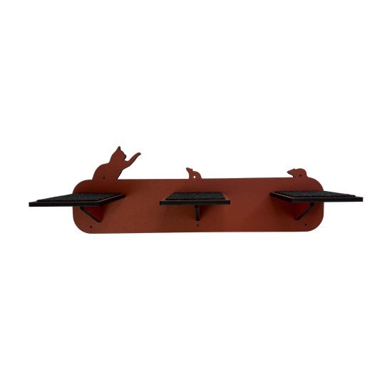 Hand Painted and Natural Indoor Cat Long Stepping Stone Shelf