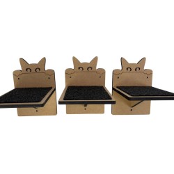 Hand Painted and Natural Cat Small shelves pack of 3