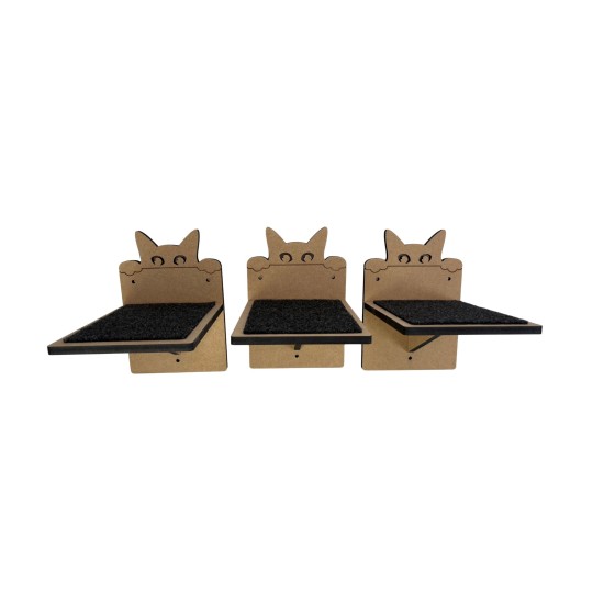 Hand Painted and Natural Indoor Cat Small shelf Pack of 3 Hand Painted and Natural Indoor Cat Small shelf Pack of 3