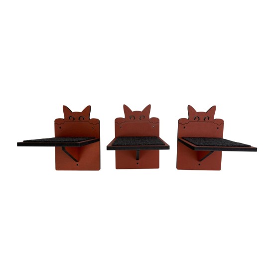 Hand Painted and Natural Indoor Cat Small shelf Pack of 3 Hand Painted and Natural Indoor Cat Small shelf Pack of 3