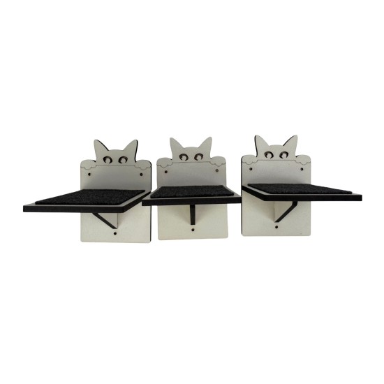 Hand Painted and Natural Indoor Cat Small shelf Pack of 3 Hand Painted and Natural Indoor Cat Small shelf Pack of 3