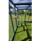 Waterproof Four-Sided Catio cat enclosure painted blue. 